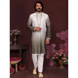 DVILLA Men Grey Cotton Kurtas-picture-36