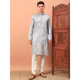 DVILLA Men Grey Cotton Kurtas-picture-35