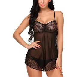 DVKA Creations Baby Doll Dress & Nightwear Women's Net Solid Midi Babydoll Nightwear_4NCH-picture-35