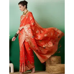DWIJA FASHION Floral Zari Banarasi Saree With Floral Zari Embroidery-picture-26