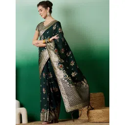 DWIJA FASHION Floral Zari Banarasi Saree With Floral Zari Embroidery-picture-27