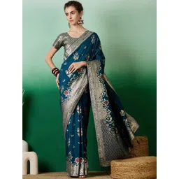 DWIJA FASHION Floral Zari Banarasi Saree With Floral Zari Embroidery-picture-25