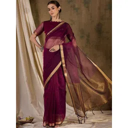 DWIJA FASHION Woven Design Sequinned Organza Saree-picture-10