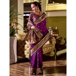 DWIJA FASHION Woven Design Zari Silk Blend Paithani Saree-picture-34