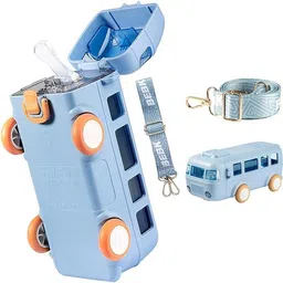 dwiza enterprise Kids Bus Toy Shape Free School Water Bottle With Strap Sipper & Straw 500 ml Water Bottle-picture-12