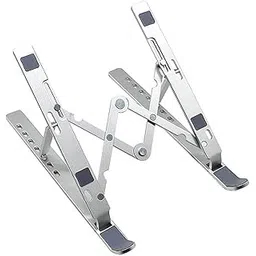 Dyazo 7 Angle Aluminum Laptop Stand Portable & Fully Foldable Raiser Compatible for Lenovo, Dell, MacBook & All Other Notebooks 10 "-15 .6 Inch (Silver)-picture-18