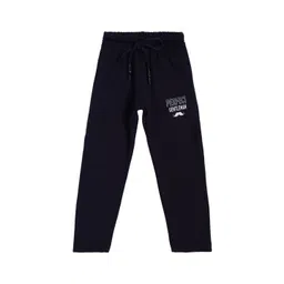 DYCA Boys Navy Blue Solid Knitted Pure Cotton Track Pants with Typography Print Detail-picture-25