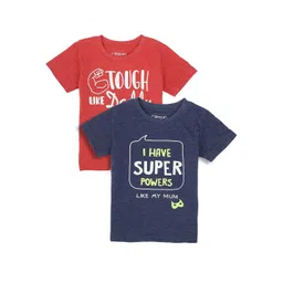 DYCA Boys Pack Of 2 Red & Navy Blue Typography 2 Printed T-shirt-picture-50