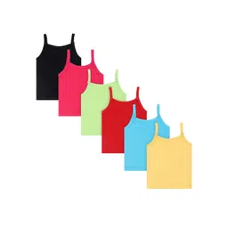 DYCA Girls Pack Of 6 Assorted Solid Camisoles-picture-45