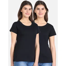 DYCA Women Black Pack Of 2 Solid Round Neck T-shirt-picture-33