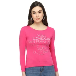 DYCA Women Fuchsia Typography Printed Cotton T-shirt-picture-35