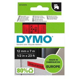 DYMO 12mm x 7m Black Print on Red Tape Self-Adhesive Labels for Label Printer, S0720570-picture-14
