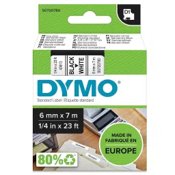 DYMO 6mm x 7m Black Print on White Tape Self-Adhesive Labels for Label Printer, ‎S0720780-picture-39