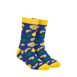 Dynamocks Unisex Blue & Yellow Patterned Calf-Length Socks-picture-25