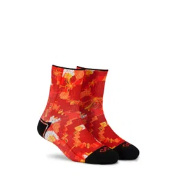 Dynamocks Unisex Red Poinciana Passion Quarter Ankle Length Socks-picture-35