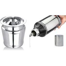 dynore 500 ml Stainless Steel Apple shaped ghee pot (300 ml) and Oil dropper Cooking Oil Dispenser Set-picture-22