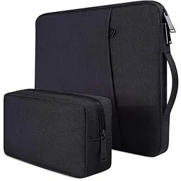 Dynotrek Zipper 17 17.3 Inch Laptop Sleeve with Charger Pouch Handle Computer Case Cover Slim Briefcase Water-Resistant Compatible for 17-18” Hp Lenovo Dell Asus Acer -Charcoal Black-picture-17