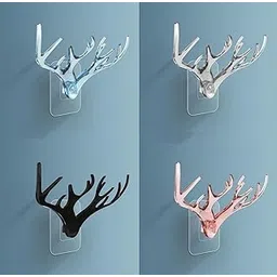 DYOMNIZY Plastic Deer Head Hanging Hook Couple Wall Mounted Bag Hanger – Christmas Deer Antlers Hook | Self-Adhesive Elk Head Hook for Bags, Keys & Home Décor-picture-32