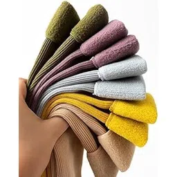 dyomnizy Winter Thermal Socks - 4 Pairs Thumb Toe Design | Lightweight Ribbed Warm Socks for Men & Women | Velvet Snow Woolen Socks for Cold Weather | Free Size Fashion Solid Color Winter Socks-picture-11