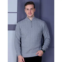 Dzant Men Solid Cable Knit Half Zipper Sweater Vest-picture-39