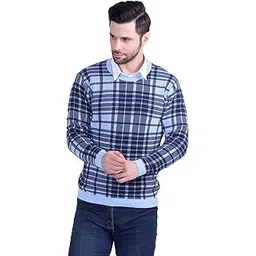 dzant Men's Sweater Round Neck Full Sleeve Checked Semi & Pre Winter Pullover Cotton-picture-49