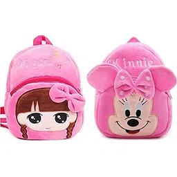 dzert Kids School Bag Soft Plush Backpacks Cartoon/Boy/Girl/Baby/ (2-5 Years) (Minnie & Hi Girl)-picture-42