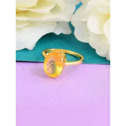 dzinetrendz Brass Goldplated High Crown Faux Yellow Sapphire (Pukhraj) Fingerring-picture-12