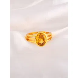 dzinetrendz Brass Goldplated Yellow Sapphire Pukhraj Energised Fingerring-picture-10