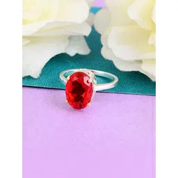 dzinetrendz Brass Silverplated High Crown Faux Burma Ruby (Manik) Fingerring-picture-14