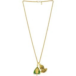 DZINETRENDZ Gold-Plated Brass Ashok leaf Budha Head Pendants with Chains-picture-25