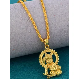 DZINETRENDZ Gold-Plated Brass Circular Pendants with Chains-picture-40