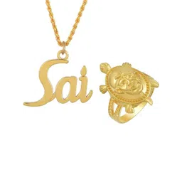DZINETRENDZ Unisex Brass Gold-Plated Saibaba Pendant With Ring-image-28