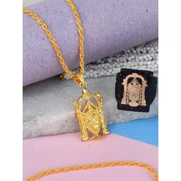 DZINETRENDZ Unisex Gold-Plated Contemporary Pendant with Chain with Finger ring-image-24