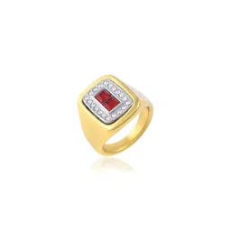 Micron Gold plated Heavy Pure Brass Ruby & American Diamonds fingerring-image-14