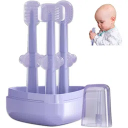 dzogax 3 Pecs Set Silicone Toddler Toothbrushes for 0 to 18 Months Baby Extra Soft Toothbrush-picture-14