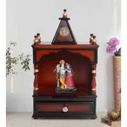 dzyn furnitures Alaya Wall Mount Pooja Mandir without Door (Brown Gold)-picture-35