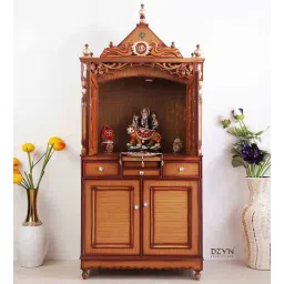 dzyn furnitures Antarusya Large Floor Rested Pooja Mandap with Door (Teak Gold)-picture-23