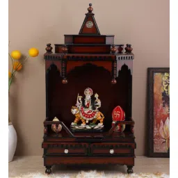 dzyn furnitures Brahma Brown Wood Floor Rested Mandir Without Door-picture-31