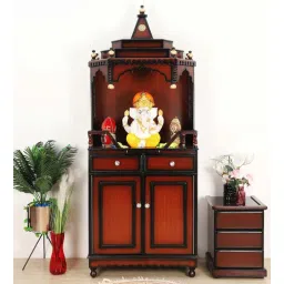 dzyn furnitures Brahma Kostha Large Floor Rested Pooja Mandap (Brown Gold)-picture-19