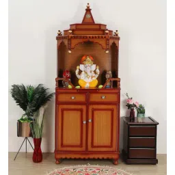 dzyn furnitures Brahma Kostha Large Floor Rested Pooja Mandap (Teak Gold)-picture-27
