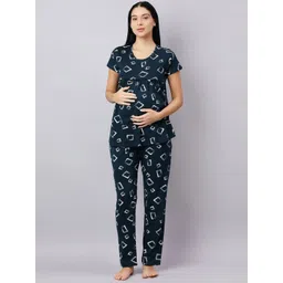 DZZO Women Geometric Printed Pure Cotton Night suit-picture-29