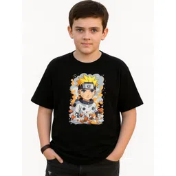E-MAX Boys Black Graphic Printed Oversized Casual T-Shirt-picture-17