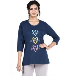 E-MAX Women Printed Round Neck Lounge T-Shirt-picture-43