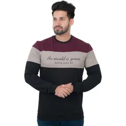 e-max Men Printed Round Neck Polyester Multicolor T-Shirt image 1