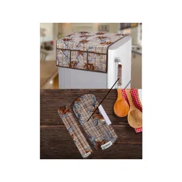E-Retailer 3-Pcs Brown & Grey Printed Refrigerator Covers-picture-36