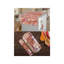 E-Retailer 3-Pcs Brown & Off White Printed Refrigerator Covers-image-38