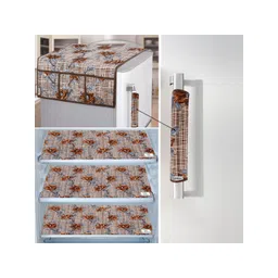 E-Retailer 5Pcs Brown & Beige Printed Waterproof 3-Layered Refrigerator Covers-picture-16