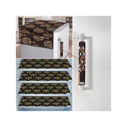 E-Retailer 6Pc Brown & White Printed Waterproof 3-Layered Refrigerator Covers With Pockets-picture-14