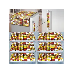 E-Retailer 8Pc Brown & Yellow Printed Waterproof 3-Layered Refrigerator Covers With Pocket-picture-18