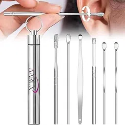 Ear Wax Cleaner (6 Pc) Tool Kit Set with Stainless Steel Storage box [Reusable Removal Kit Steel Cleaning Spiral Box ear] Curette Comfortable, Ear wax, Picker Remover and Spring, Ear Wax Cleaner-picture-22